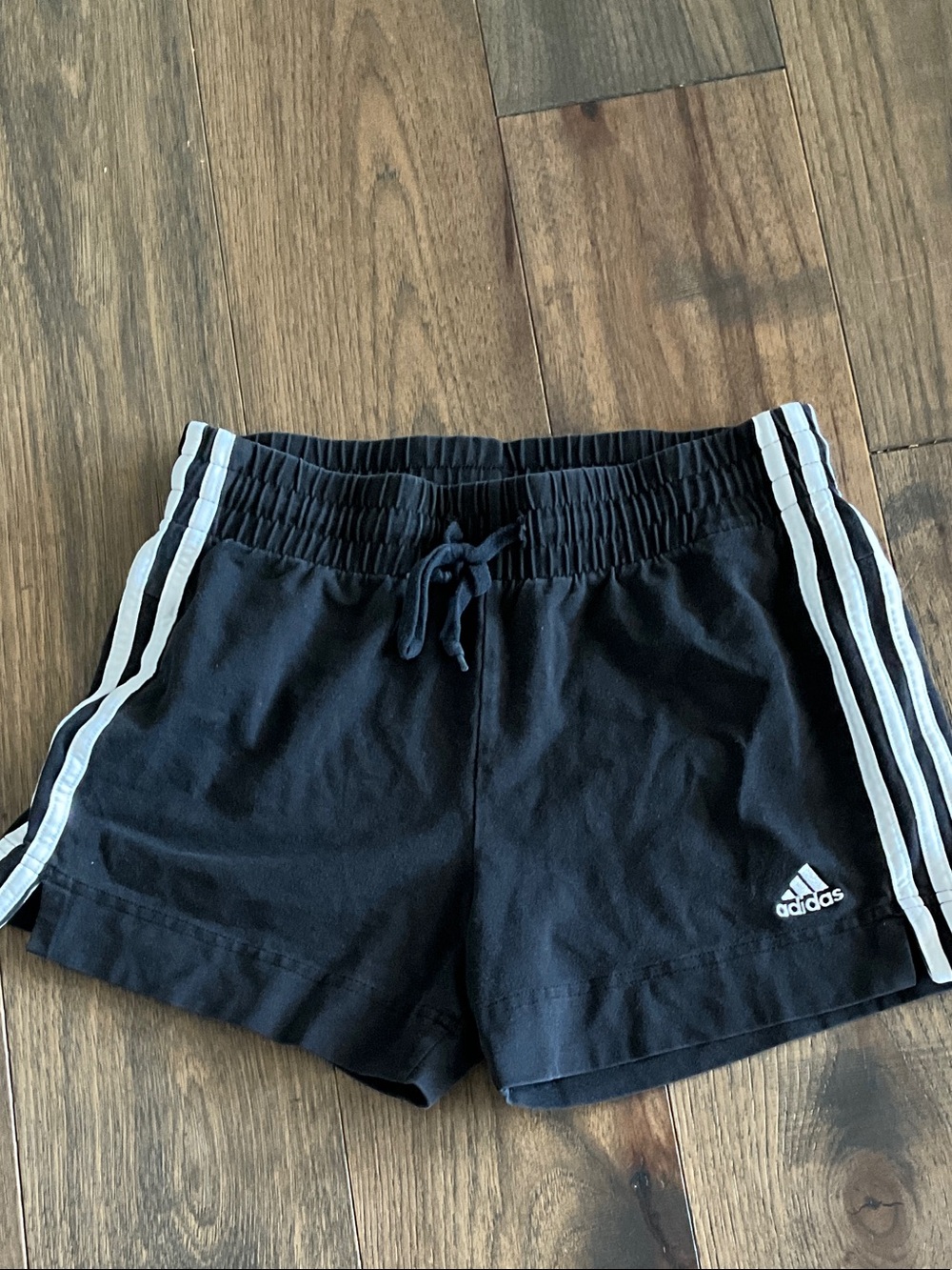 adidas Black Lady Athletic Shorts with White Stripes